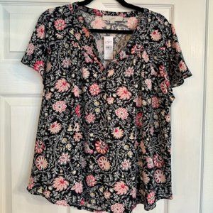 LOFT Floral Short-Sleeve Top